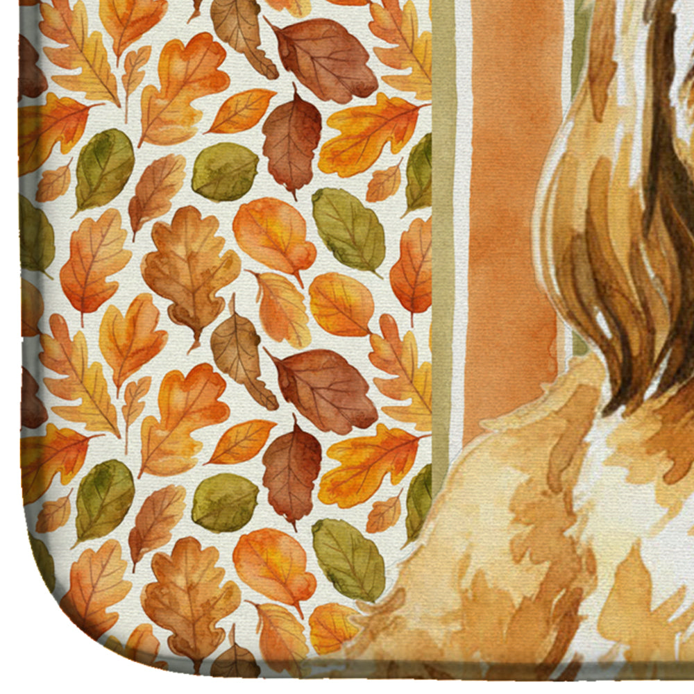Gold Lhasa Apso Heirloom Fall Dish Drying Mat Absorbent Dish Drying Mat Pad for Kitchen Counter Dish Drainer Mat for Countertop, 14 x 21", Multicolor