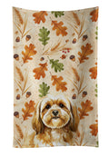Gold Lhasa Apso Heirloom Fall Kitchen Towel Velour Plush Front and Cotton Loop Back Machine Washable