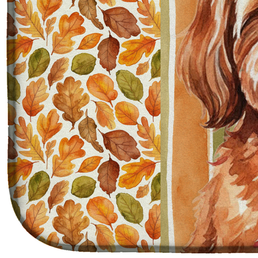Red Lhasa Apso Heirloom Fall Dish Drying Mat Absorbent Dish Drying Mat Pad for Kitchen Counter Dish Drainer Mat for Countertop, 14 x 21", Multicolor