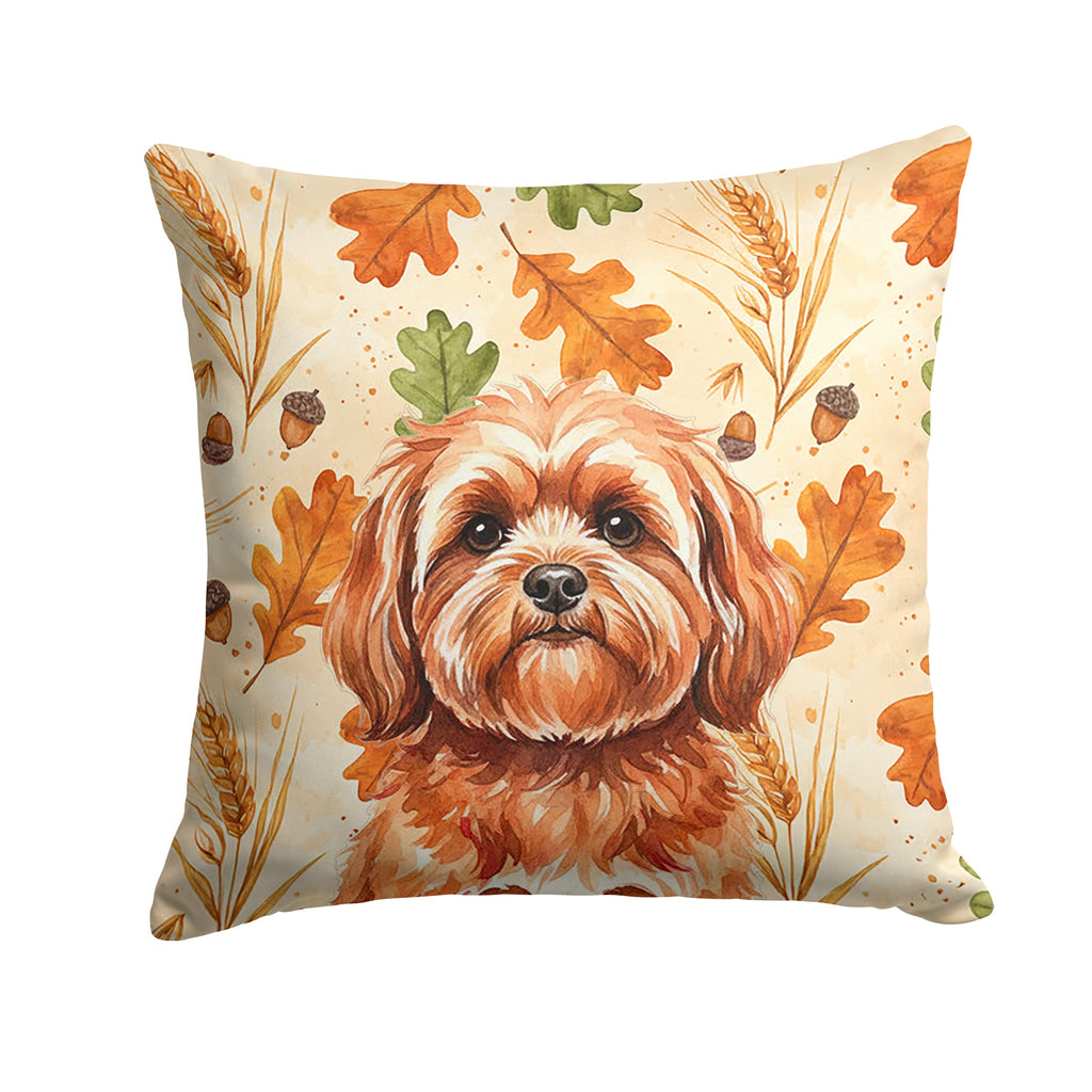 Red Lhasa Apso Heirloom Fall Decorative Throw Pillow 18x18 Indoor Outdoor Accent Cushion, Fabric Cover with Insert for Sofa, Bed, Porch & Living Room