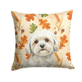 White Lhasa Apso Heirloom Fall Decorative Throw Pillow 14x14 Indoor Outdoor Accent Cushion, Fabric Cover with Insert for Sofa, Bed, Porch & Living Room
