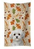 Maltese Heirloom Fall Kitchen Towel Velour Plush Front and Cotton Loop Back Machine Washable