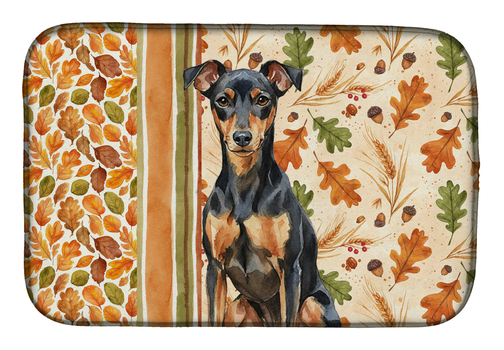 Manchester Terrier Heirloom Fall Dish Drying Mat Absorbent Dish Drying Mat Pad for Kitchen Counter Dish Drainer Mat for Countertop, 14 x 21", Multicolor