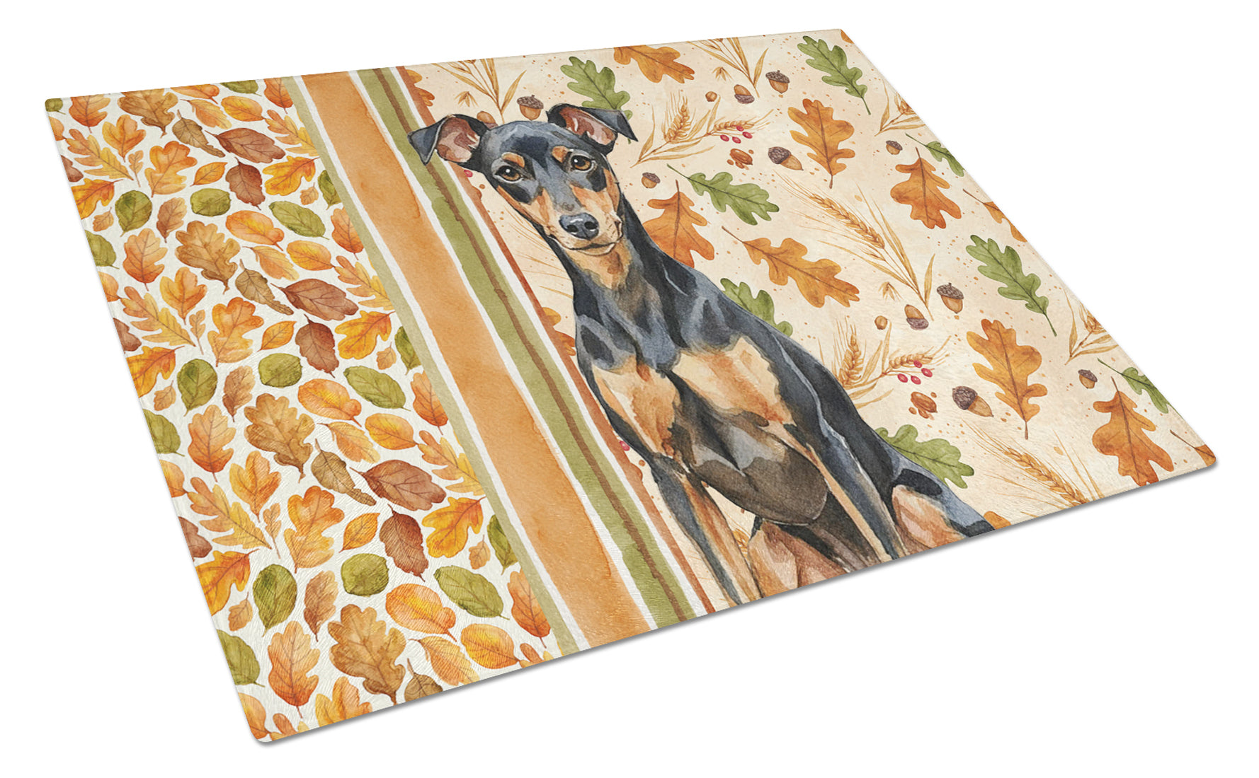 Manchester Terrier Heirloom Fall Cutting Board Tempered Glass Kitchen Cutting Surface, Heat Resistant Chopping, Non-Slip Feet, Food Prep & Serving