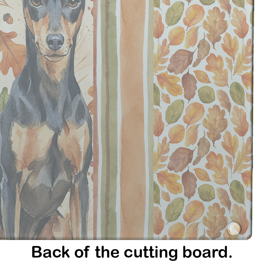 Manchester Terrier Heirloom Fall Cutting Board Tempered Glass Kitchen Cutting Surface, Heat Resistant Chopping, Non-Slip Feet, Food Prep & Serving