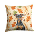 Manchester Terrier Heirloom Fall Decorative Throw Pillow 14x14 Indoor Outdoor Accent Cushion, Fabric Cover with Insert for Sofa, Bed, Porch & Living Room