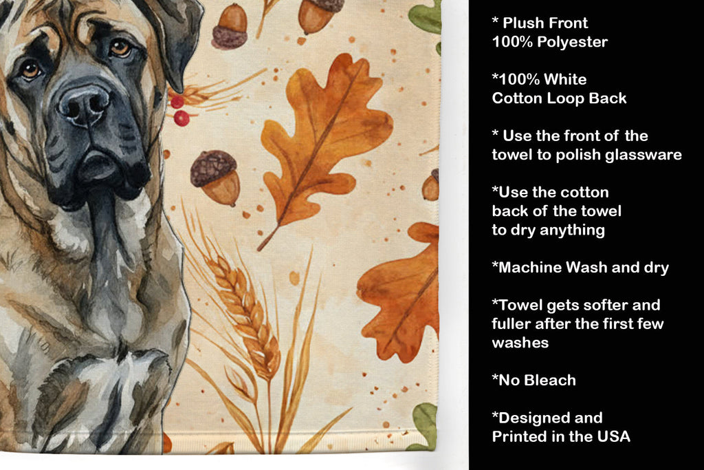 Brindle Mastiff Heirloom Fall Kitchen Towel Velour Plush Front and Cotton Loop Back Machine Washable