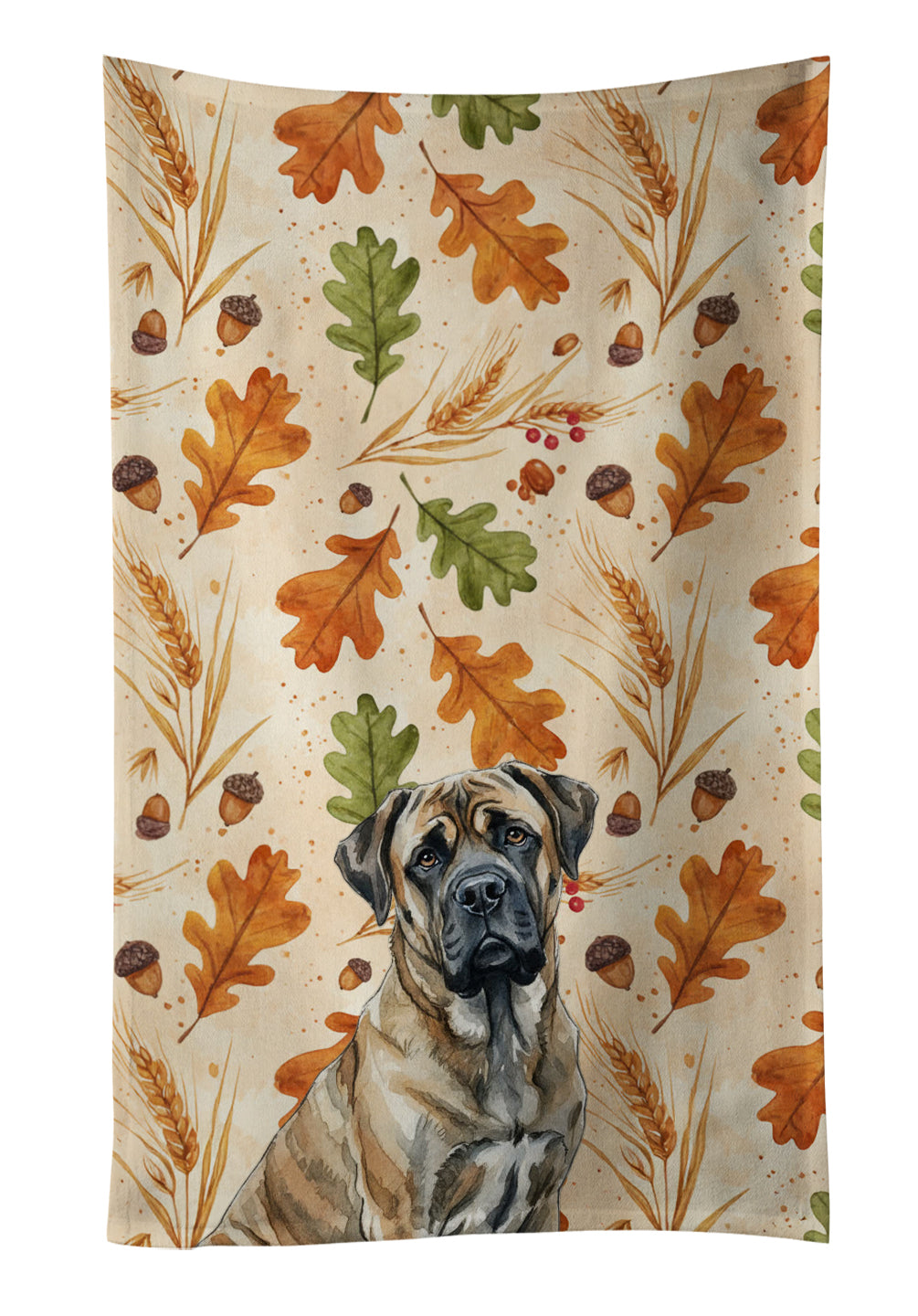 Brindle Mastiff Heirloom Fall Kitchen Towel Velour Plush Front and Cotton Loop Back Machine Washable