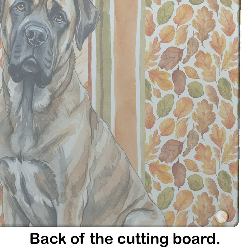 Brindle Mastiff Heirloom Fall Cutting Board Tempered Glass Kitchen Cutting Surface, Heat Resistant Chopping, Non-Slip Feet, Food Prep & Serving