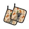 Brindle Mastiff Heirloom Fall Pot Holder Set of 2 Heat Resistant Quilted Hot Pads 7.5 x 7.5 Inch, Insulated Kitchen Trivets for Cooking & Baking