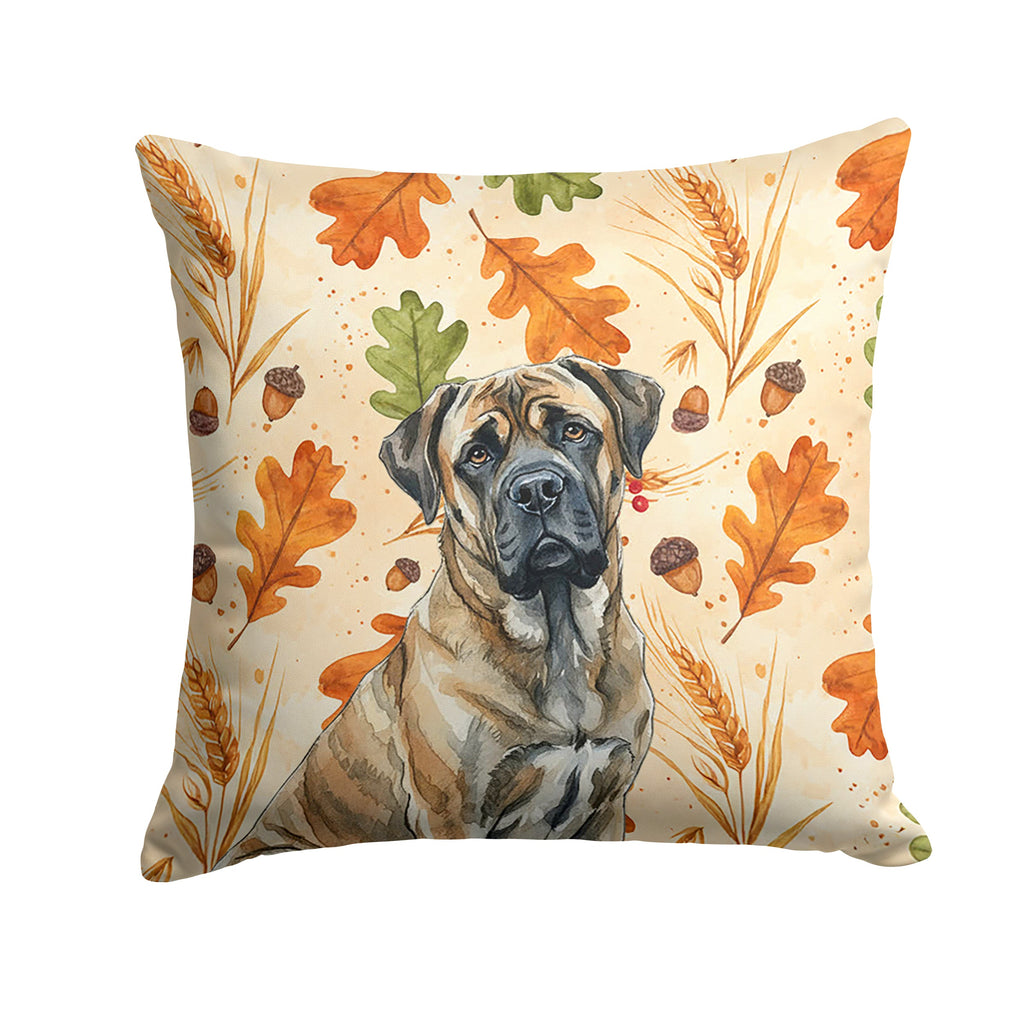 Brindle Mastiff Heirloom Fall Decorative Throw Pillow 14x14 Indoor Outdoor Accent Cushion, Fabric Cover with Insert for Sofa, Bed, Porch & Living Room
