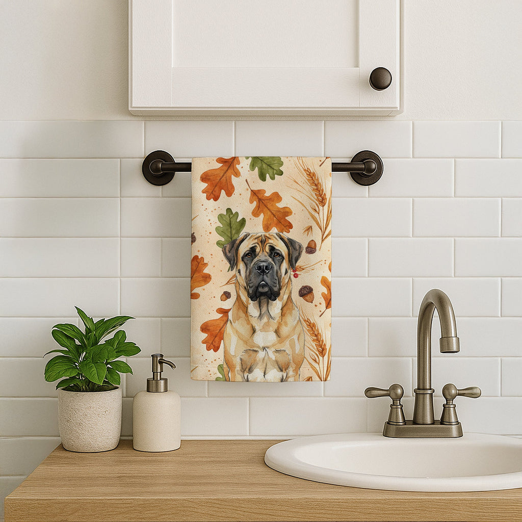 Fawn Mastiff Heirloom Fall Kitchen Towel Velour Plush Front and Cotton Loop Back Machine Washable