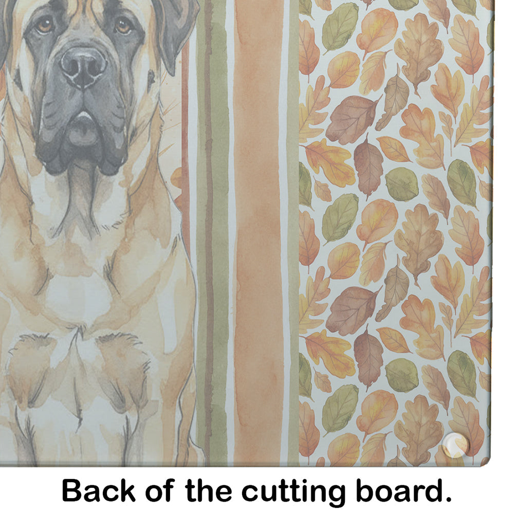 Fawn Mastiff Heirloom Fall Cutting Board Tempered Glass Kitchen Cutting Surface, Heat Resistant Chopping, Non-Slip Feet, Food Prep & Serving