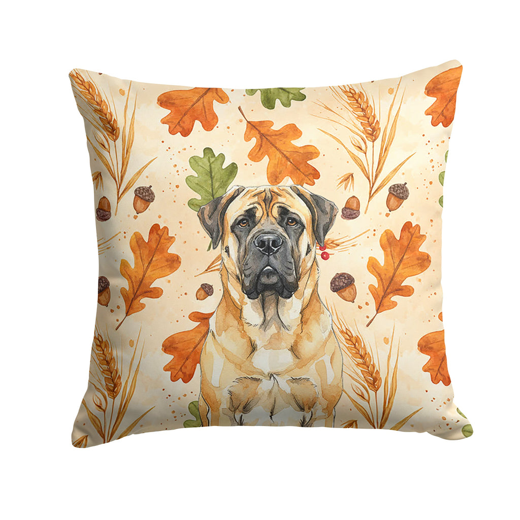 Fawn Mastiff Heirloom Fall Decorative Throw Pillow 14x14 Indoor Outdoor Accent Cushion, Fabric Cover with Insert for Sofa, Bed, Porch & Living Room