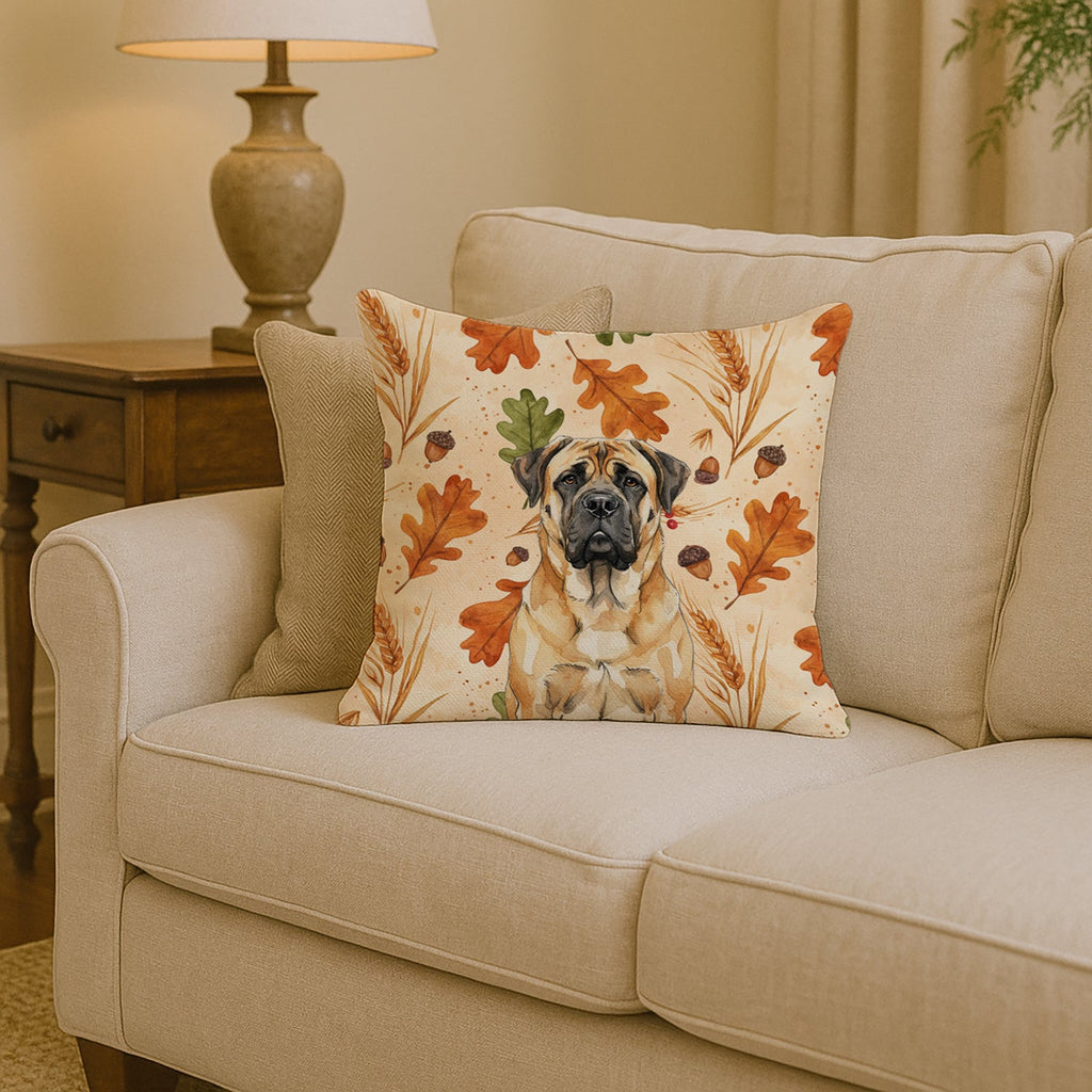 Fawn Mastiff Heirloom Fall Decorative Throw Pillow 14x14 Indoor Outdoor Accent Cushion, Fabric Cover with Insert for Sofa, Bed, Porch & Living Room