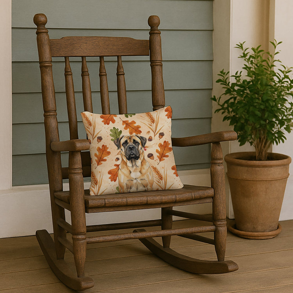 Fawn Mastiff Heirloom Fall Decorative Throw Pillow 14x14 Indoor Outdoor Accent Cushion, Fabric Cover with Insert for Sofa, Bed, Porch & Living Room