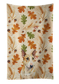 Miniature Bull Terrier Heirloom Fall Kitchen Towel Velour Plush Front and Cotton Loop Back Machine Washable