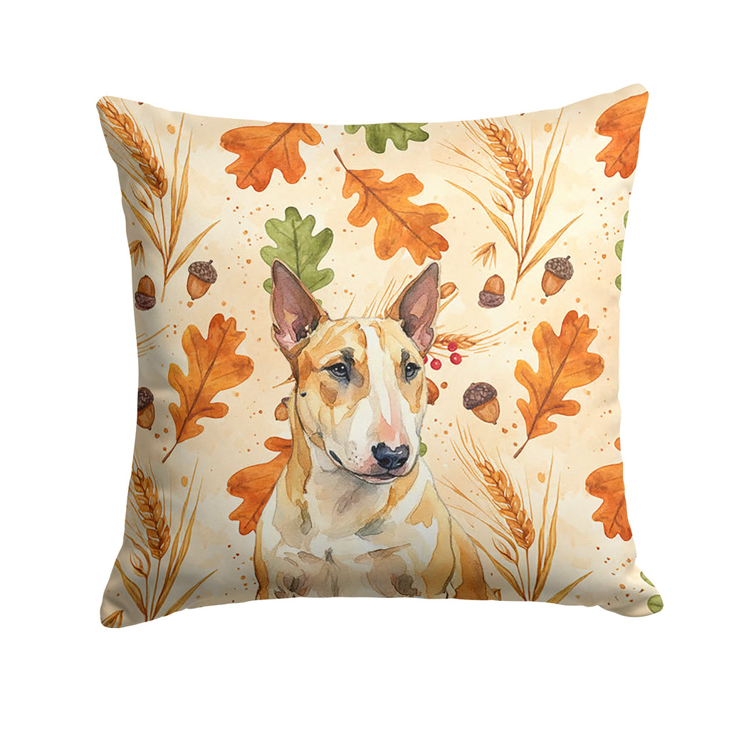 Miniature Bull Terrier Heirloom Fall Decorative Throw Pillow 18x18 Indoor Outdoor Accent Cushion, Fabric Cover with Insert for Sofa, Bed, Porch & Living Room