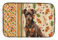 Chocolate and Rust Miniature Pinscher Min Pin Heirloom Fall Dish Drying Mat Absorbent Dish Drying Mat Pad for Kitchen Counter Dish Drainer Mat for Countertop, 14 x 21", Multicolor