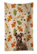 Chocolate and Rust Miniature Pinscher Min Pin Heirloom Fall Kitchen Towel Velour Plush Front and Cotton Loop Back Machine Washable