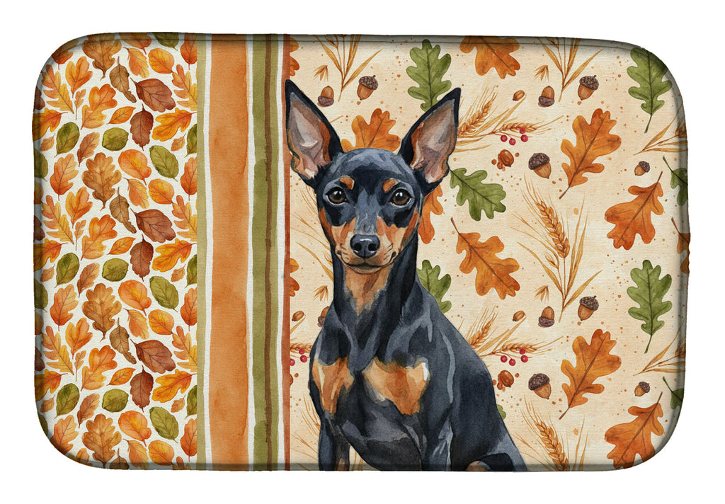 Black and Tan Miniature Pinscher Heirloom Fall Dish Drying Mat Absorbent Dish Drying Mat Pad for Kitchen Counter Dish Drainer Mat for Countertop, 14 x 21", Multicolor