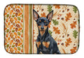 Black and Tan Miniature Pinscher Heirloom Fall Dish Drying Mat Absorbent Dish Drying Mat Pad for Kitchen Counter Dish Drainer Mat for Countertop, 14 x 21", Multicolor