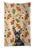 Black and Tan Miniature Pinscher Heirloom Fall Kitchen Towel Velour Plush Front and Cotton Loop Back Machine Washable