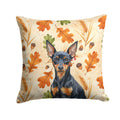 Black and Tan Miniature Pinscher Heirloom Fall Decorative Throw Pillow 14x14 Indoor Outdoor Accent Cushion, Fabric Cover with Insert for Sofa, Bed, Porch & Living Room