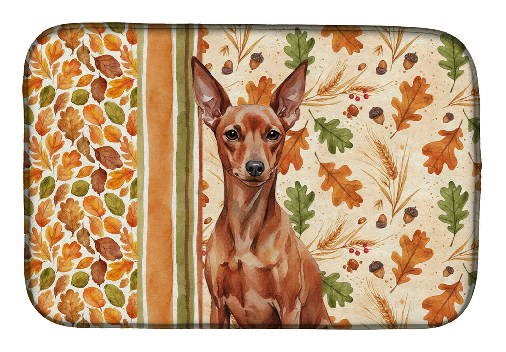 Red Miniature Pinscher Min Pin Heirloom Fall Dish Drying Mat Absorbent Dish Drying Mat Pad for Kitchen Counter Dish Drainer Mat for Countertop, 14 x 21", Multicolor