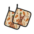 Red Miniature Pinscher Min Pin Heirloom Fall Pot Holder Set of 2 Heat Resistant Quilted Hot Pads 7.5 x 7.5 Inch, Insulated Kitchen Trivets for Cooking & Baking