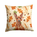 Red Miniature Pinscher Min Pin Heirloom Fall Decorative Throw Pillow 14x14 Indoor Outdoor Accent Cushion, Fabric Cover with Insert for Sofa, Bed, Porch & Living Room