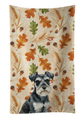Black & Silver Miniature Schnauzer Heirloom Fall Kitchen Towel Velour Plush Front and Cotton Loop Back Machine Washable