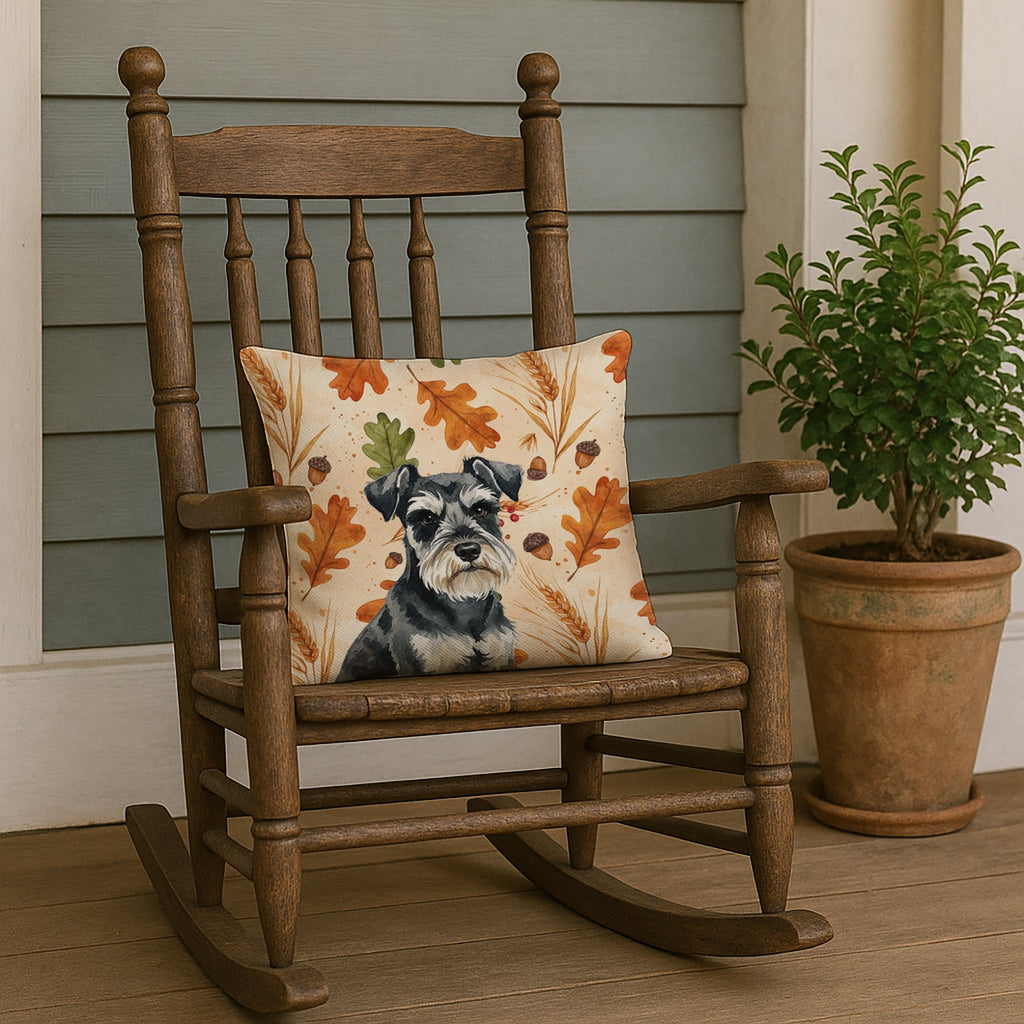 Black & Silver Miniature Schnauzer Heirloom Fall Decorative Throw Pillow 18x18 Indoor Outdoor Accent Cushion, Fabric Cover with Insert for Sofa, Bed, Porch & Living Room