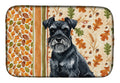 Black Miniature Schnauzer Heirloom Fall Dish Drying Mat Absorbent Dish Drying Mat Pad for Kitchen Counter Dish Drainer Mat for Countertop, 14 x 21", Multicolor