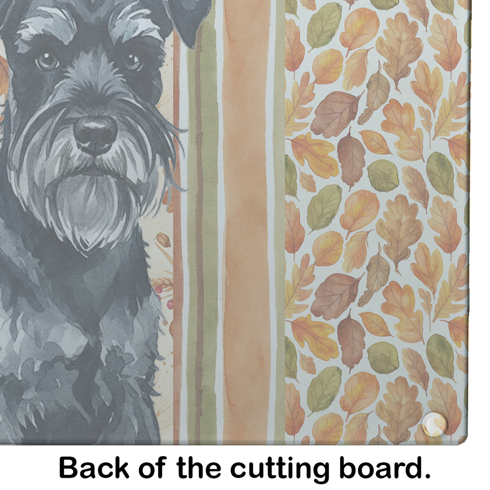 Black Miniature Schnauzer Heirloom Fall Cutting Board Tempered Glass Kitchen Cutting Surface, Heat Resistant Chopping, Non-Slip Feet, Food Prep & Serving
