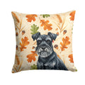 Black Miniature Schnauzer Heirloom Fall Decorative Throw Pillow 14x14 Indoor Outdoor Accent Cushion, Fabric Cover with Insert for Sofa, Bed, Porch & Living Room