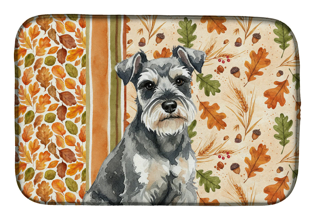 Miniature Schnauzer Heirloom Fall Dish Drying Mat Absorbent Dish Drying Mat Pad for Kitchen Counter Dish Drainer Mat for Countertop, 14 x 21", Multicolor