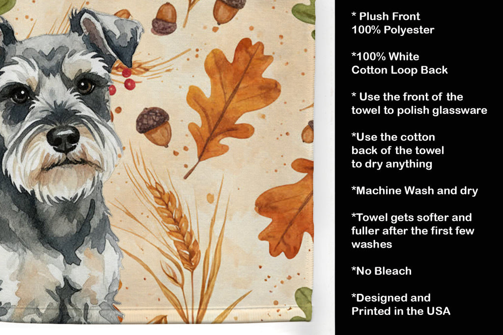 Miniature Schnauzer Heirloom Fall Kitchen Towel Velour Plush Front and Cotton Loop Back Machine Washable