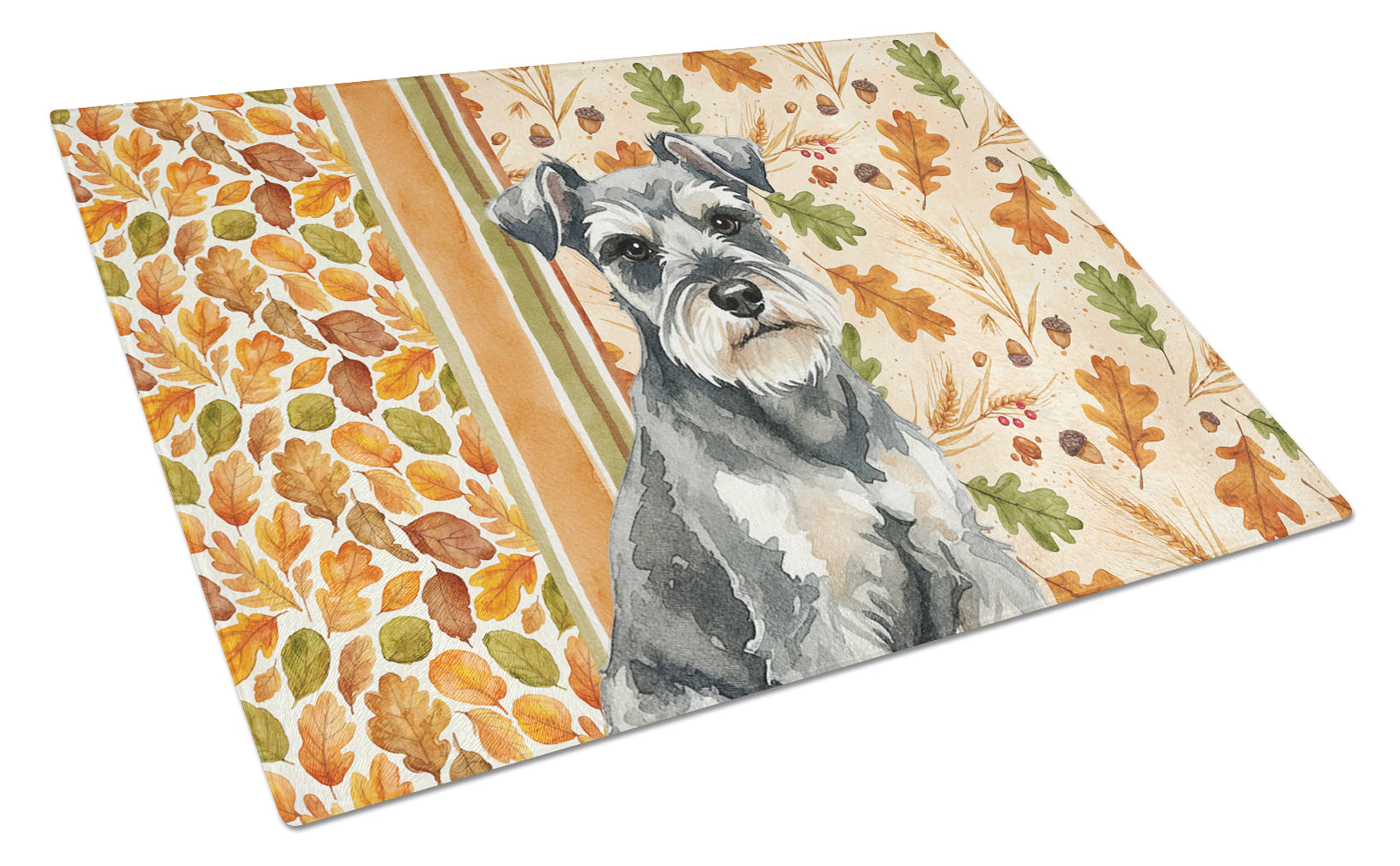 Miniature Schnauzer Heirloom Fall Cutting Board Tempered Glass Kitchen Cutting Surface, Heat Resistant Chopping, Non-Slip Feet, Food Prep & Serving