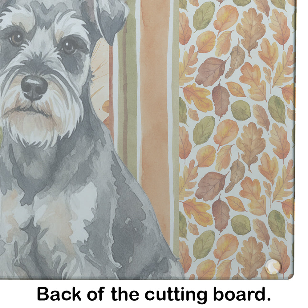 Miniature Schnauzer Heirloom Fall Cutting Board Tempered Glass Kitchen Cutting Surface, Heat Resistant Chopping, Non-Slip Feet, Food Prep & Serving