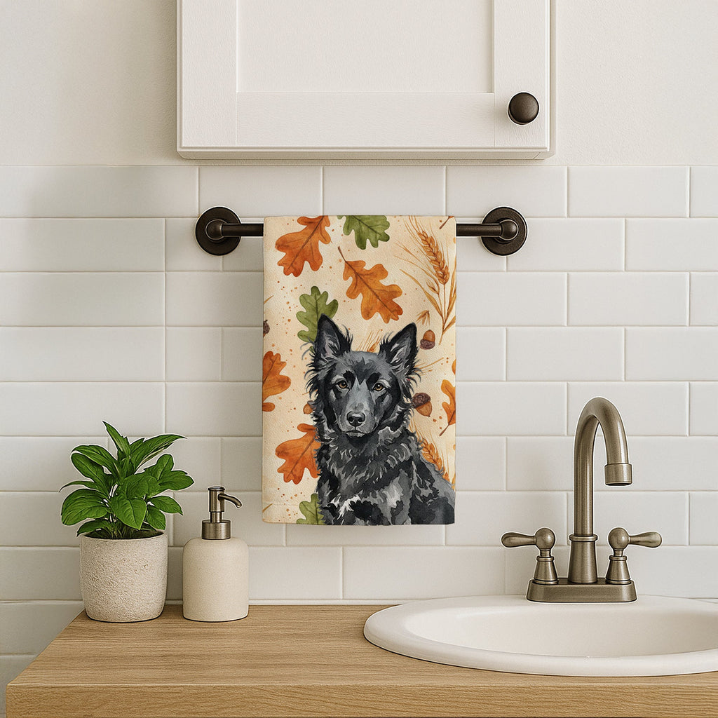 Mudi Heirloom Fall Kitchen Towel Velour Plush Front and Cotton Loop Back Machine Washable