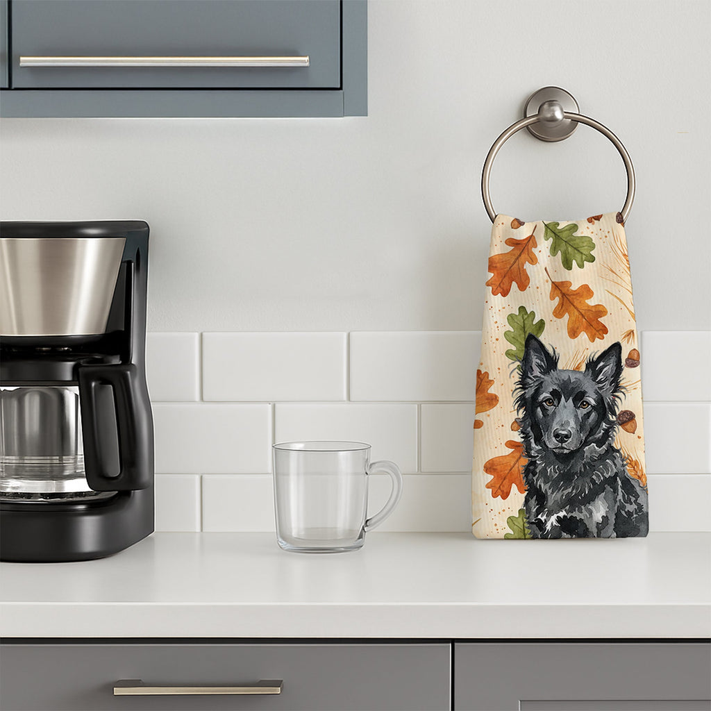 Mudi Heirloom Fall Kitchen Towel Velour Plush Front and Cotton Loop Back Machine Washable