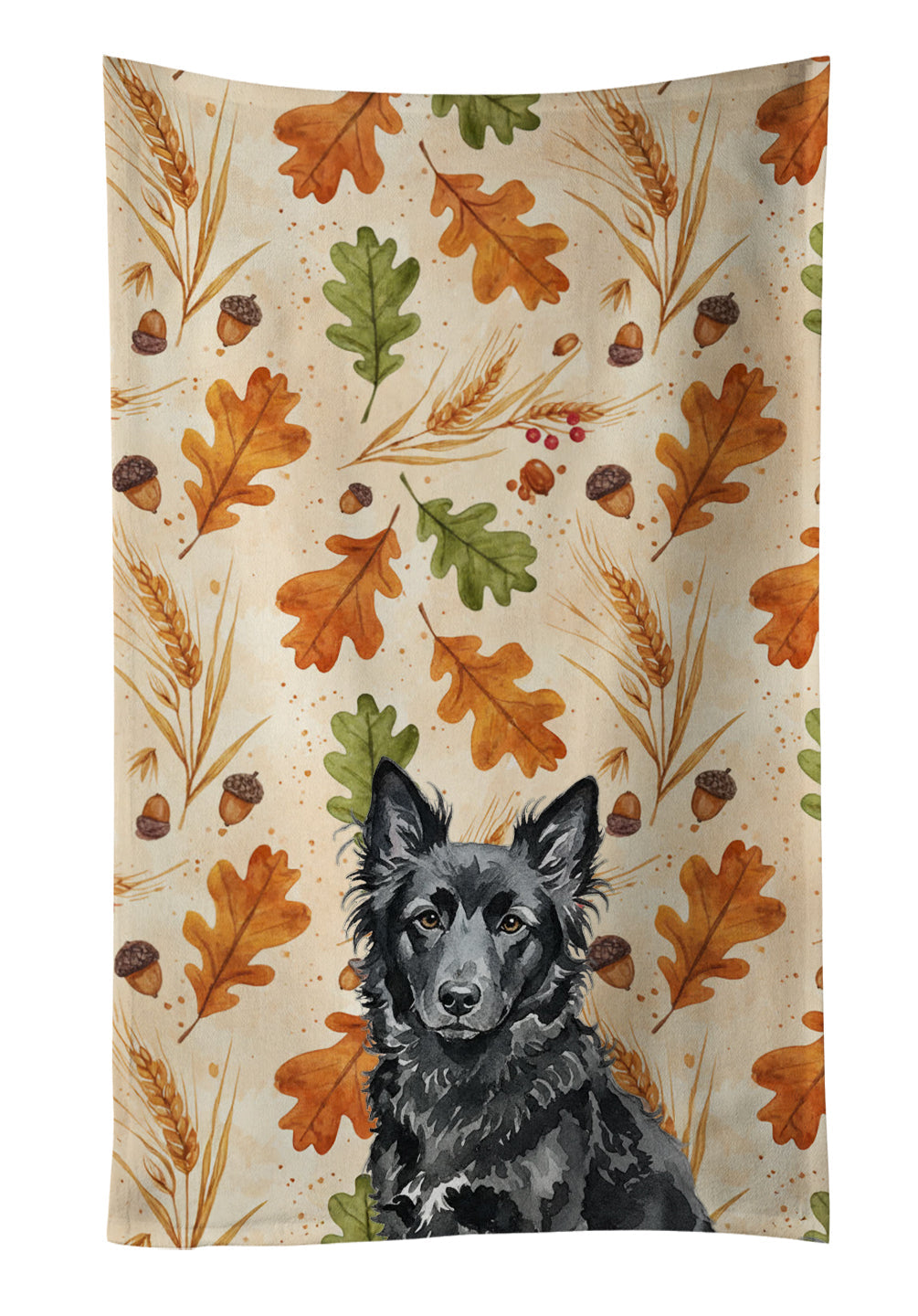 Mudi Heirloom Fall Kitchen Towel Velour Plush Front and Cotton Loop Back Machine Washable