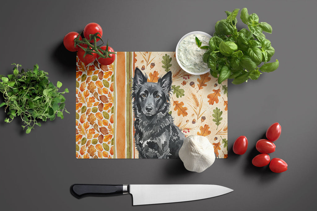 Mudi Heirloom Fall Cutting Board Tempered Glass Kitchen Cutting Surface, Heat Resistant Chopping, Non-Slip Feet, Food Prep & Serving