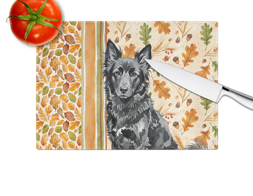 Mudi Heirloom Fall Cutting Board Tempered Glass Kitchen Cutting Surface, Heat Resistant Chopping, Non-Slip Feet, Food Prep & Serving