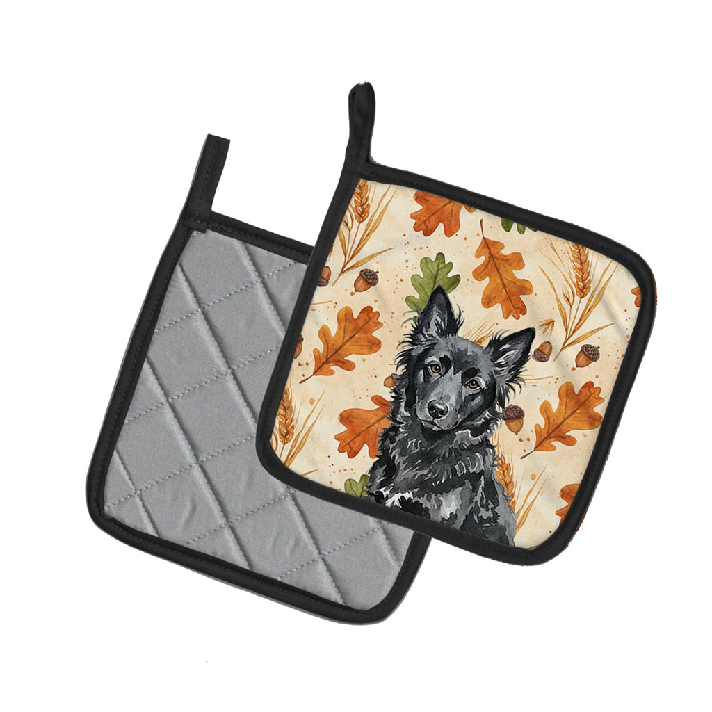 Mudi Heirloom Fall Pot Holder Set of 2 Heat Resistant Quilted Hot Pads 7.5 x 7.5 Inch, Insulated Kitchen Trivets for Cooking & Baking