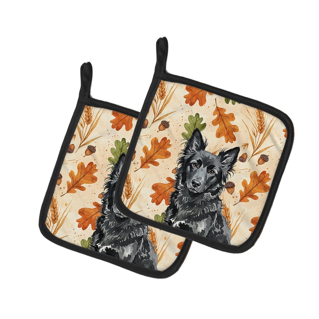 Mudi Heirloom Fall Pot Holder Set of 2 Heat Resistant Quilted Hot Pads 7.5 x 7.5 Inch, Insulated Kitchen Trivets for Cooking & Baking