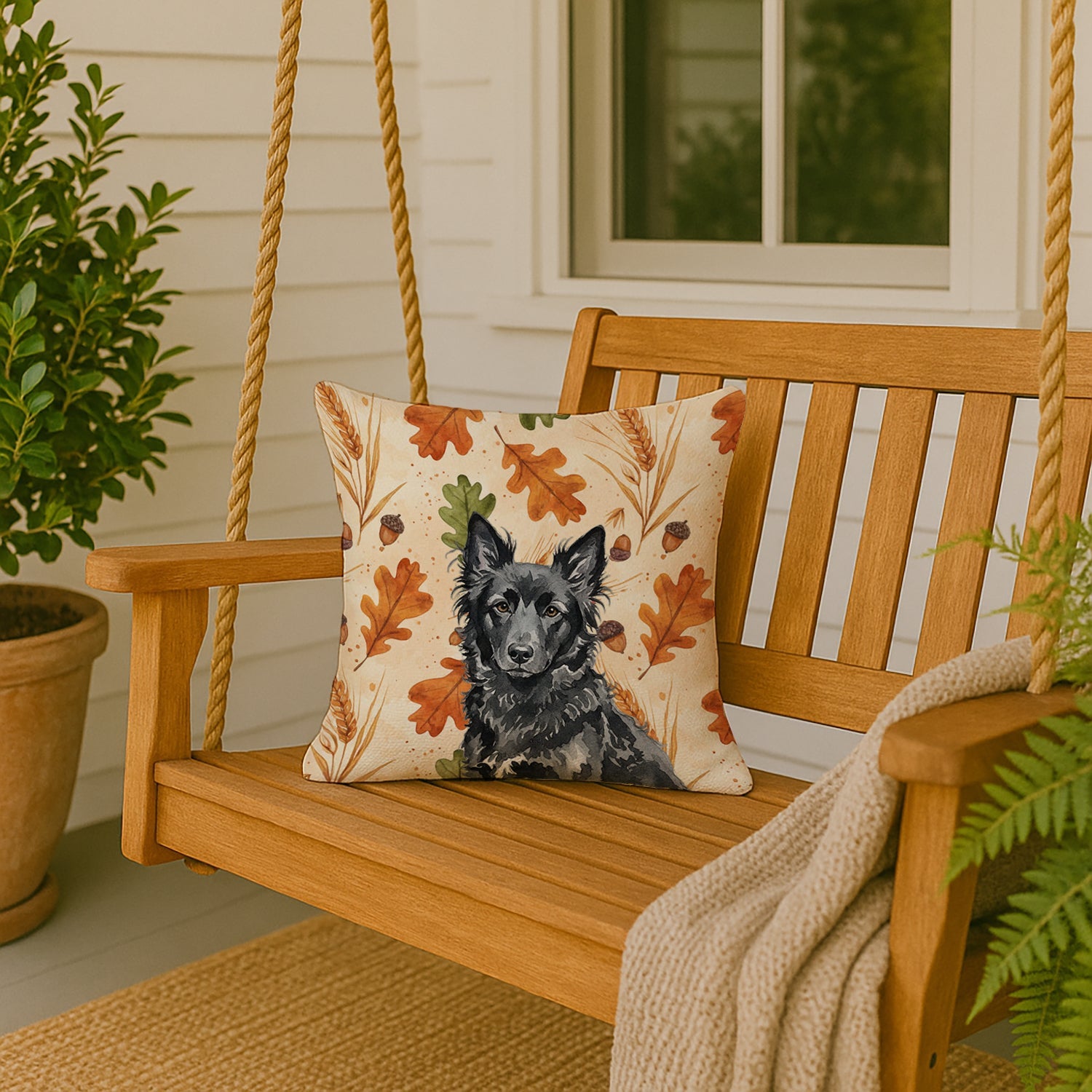 Mudi Heirloom Fall Decorative Throw Pillow 18x18 Indoor Outdoor Accent Cushion, Fabric Cover with Insert for Sofa, Bed, Porch & Living Room