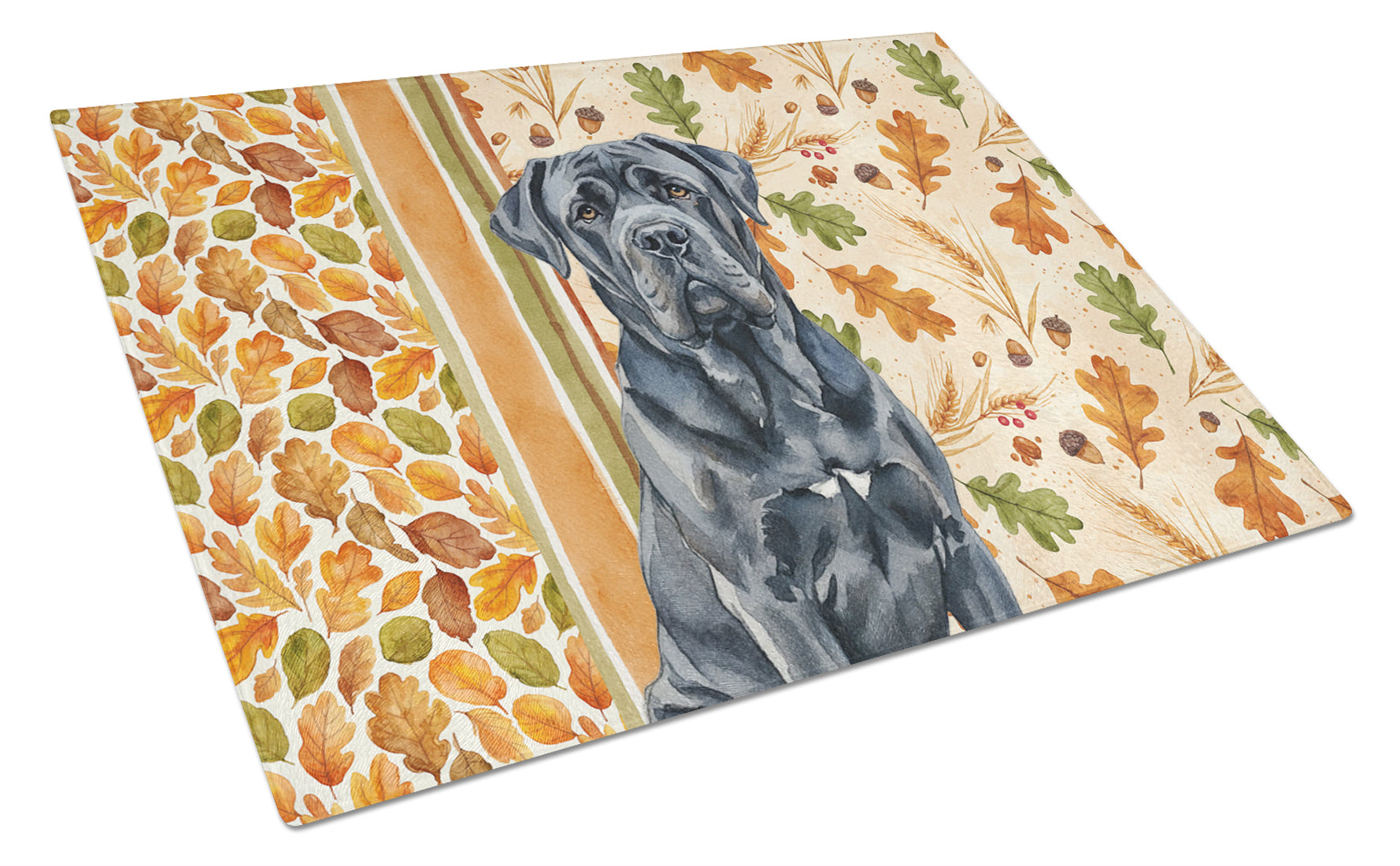 Black Neapolitan Mastiff Heirloom Fall Cutting Board Tempered Glass Kitchen Cutting Surface, Heat Resistant Chopping, Non-Slip Feet, Food Prep & Serving