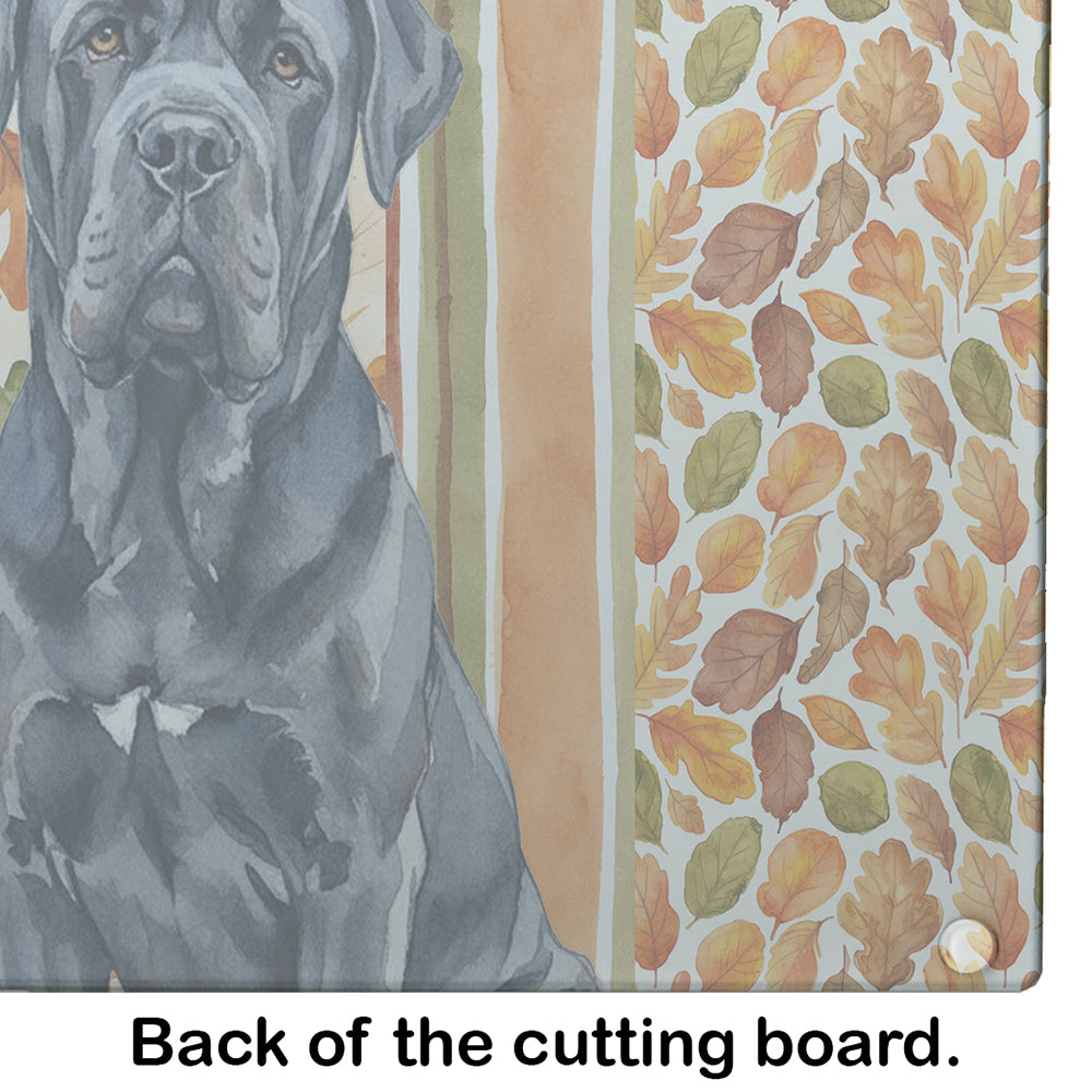 Black Neapolitan Mastiff Heirloom Fall Cutting Board Tempered Glass Kitchen Cutting Surface, Heat Resistant Chopping, Non-Slip Feet, Food Prep & Serving